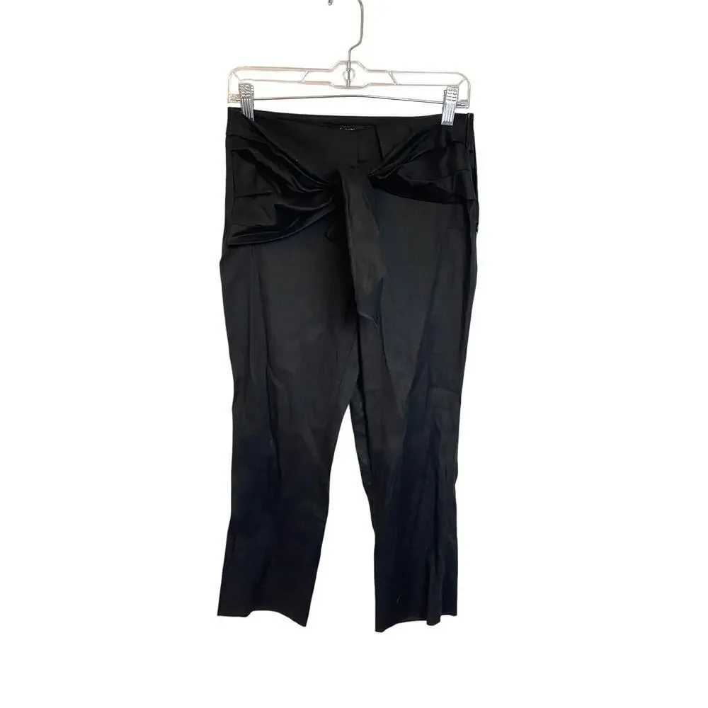 zara tie front straight leg black linen pants size M NWT